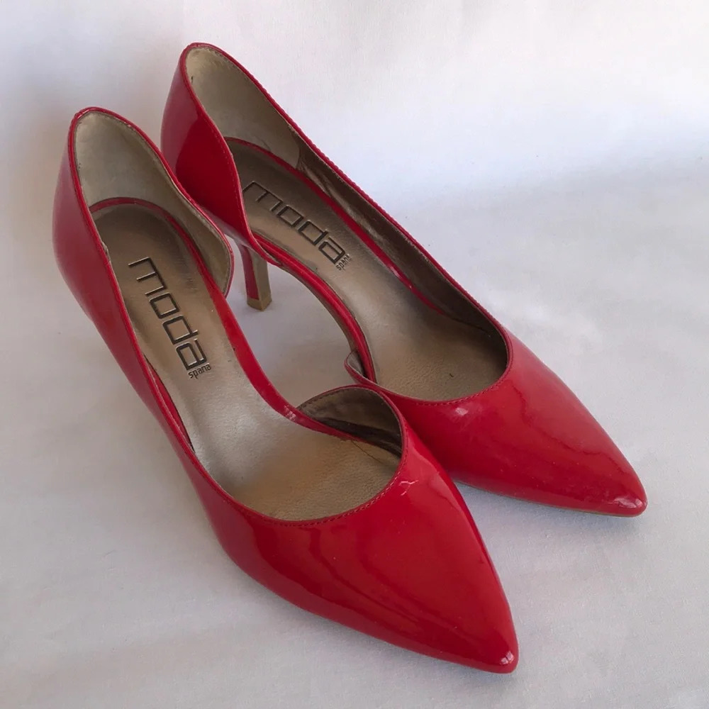 Moda Spana candy apple red pointy toe heels, 6M